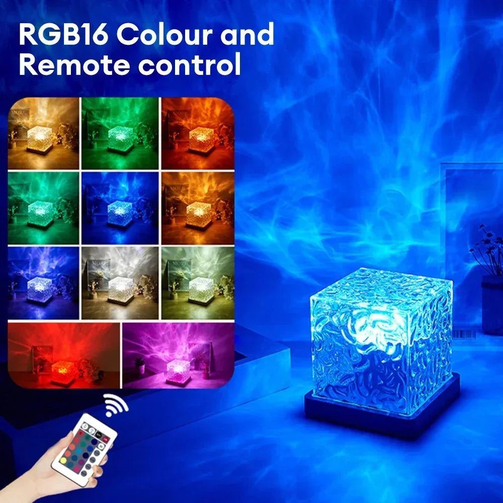 “Lámpara Efecto Agua 16 Colores – Proyector Ocean Flame Decorativo”